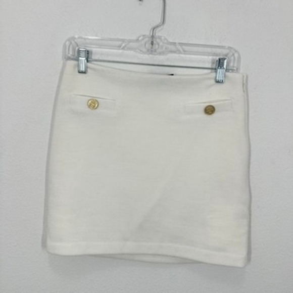 J. Crew Dresses & Skirts - J. Crew Size XS Cream White Wool Blend Mini Skirt Gold Button Detail Preppy Chic